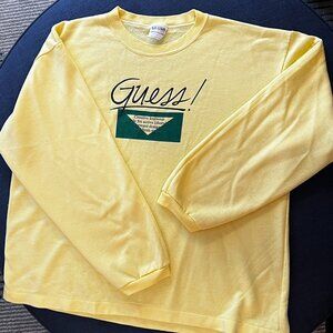 Vintage 90s Guess Originals Crewneck | Butter Yellow Made in USA